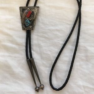 Authentic Navajo Nation Sterling Silver Bolo Tie